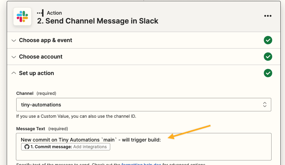 Setup formatting