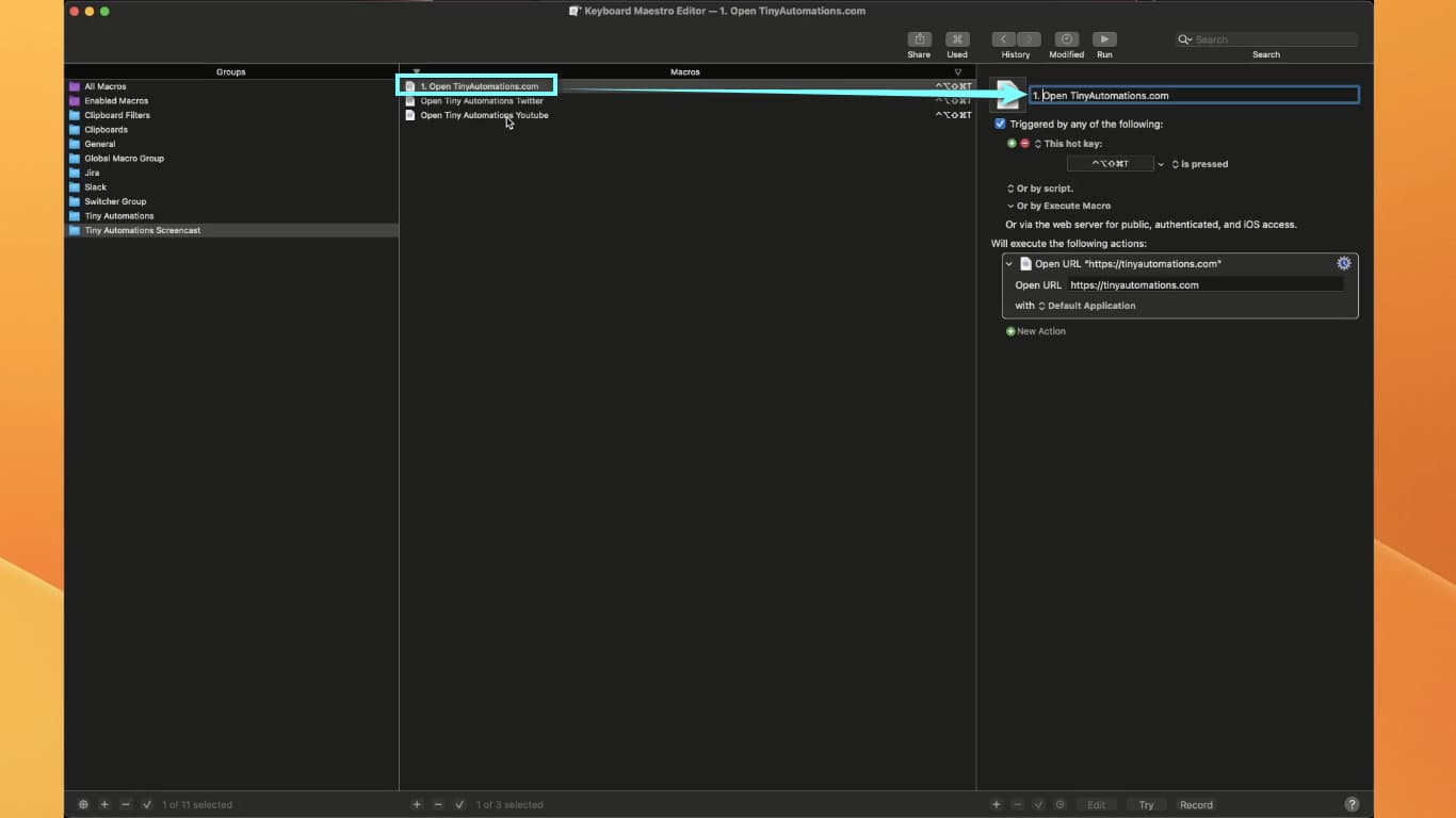 How to number macros in Keyboard Maestro